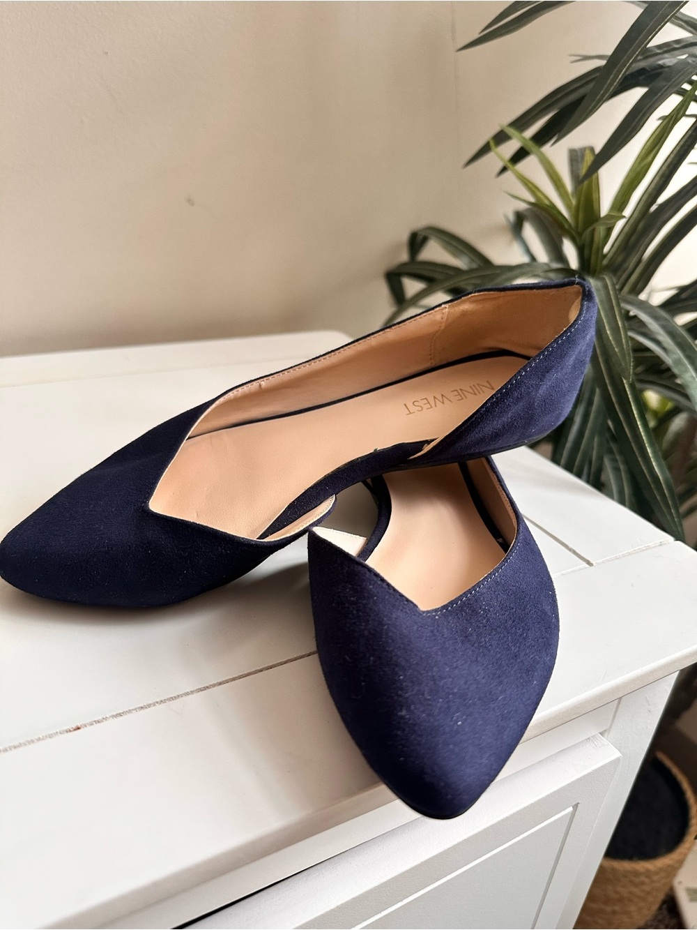Nine West Dark Blue Pointed D'Orsay Flats